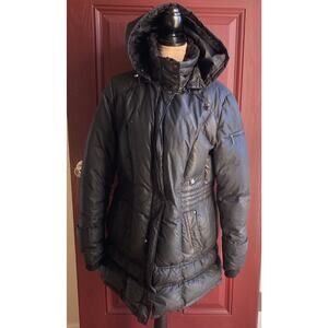 Jessie G Down Down Feathers Puffer Parka Coat Women L Quilted Hooded Utility